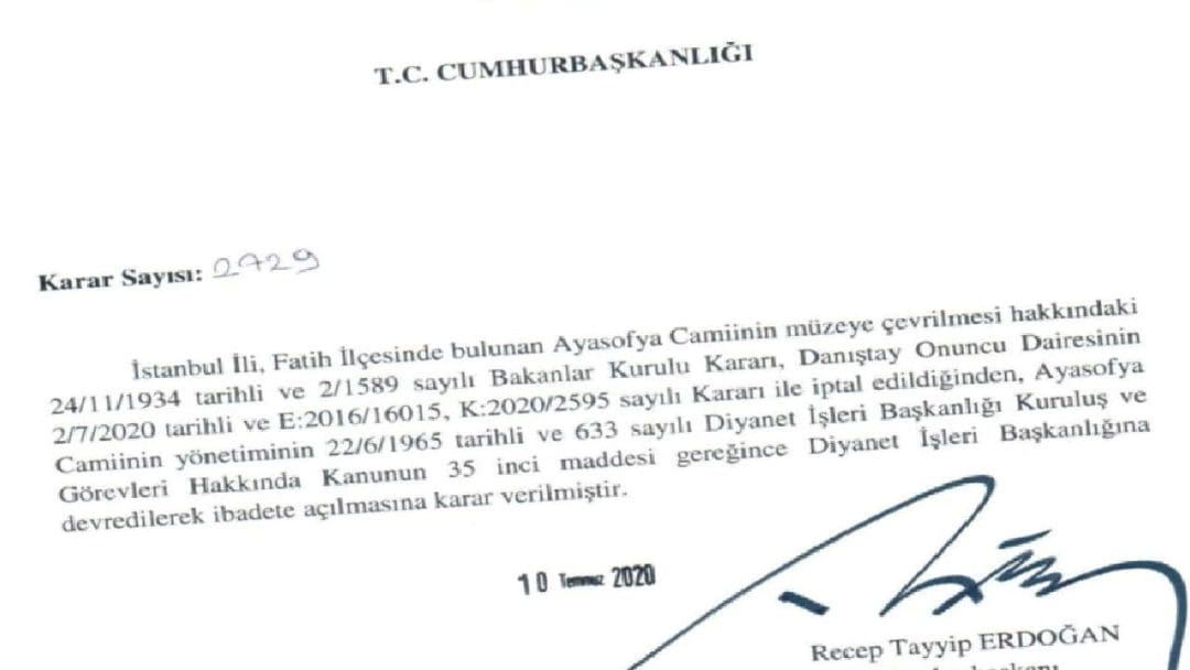 86 Yıllık Esaretin Son Bulduğu An: Ayasofya'nın Yeniden Caminin Kapılarını Açması